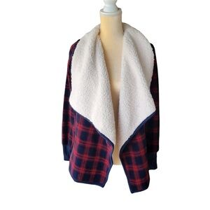 Abercrombie & Fitch Buffalo plaid oversized cozy sherpa jacket size S fall 90s